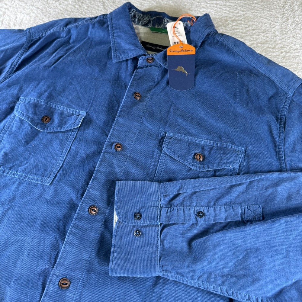 Tommy Bahama Shirt Mens‎ 2XLT Tall Blue Harrison Cord Button Up Corduroy NEW NWT